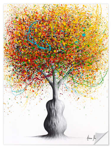 Vinilo para la pared Rainbow Guitar Tree