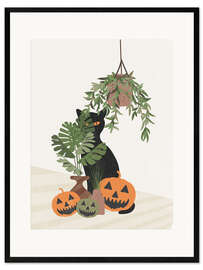 Plakat artystyczny premium w ramie Halloween cat