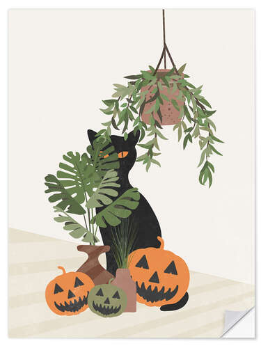 Wandsticker Halloween Katze