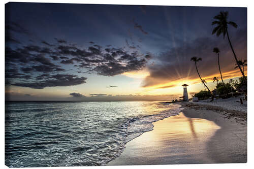 Quadro em tela Lighthouse on the Caribbean beach