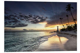 Foam board print Lighthouse on the Caribbean beach