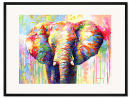 Gerahmter Kunstdruck Bunter Elefant