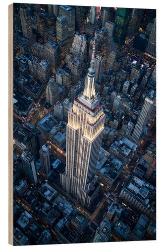 Wood print Empire State Building Aerial View