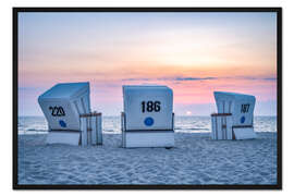 Gerahmter Kunstdruck Sonnenuntergang an der Nordseeküste