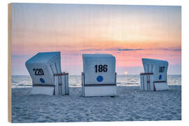 Wood print Sunset on the North Sea coast