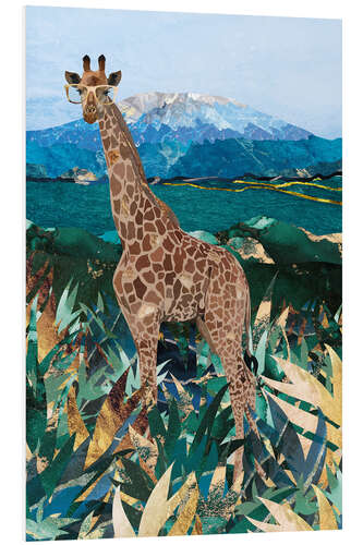 Tableau en PVC Giraffe with Glasses in the Savannah