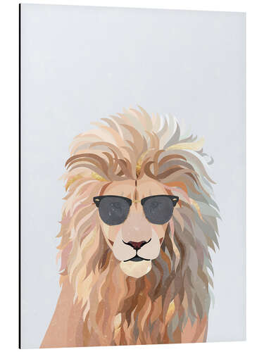 Aluminiumsbilde Cool Lion with Sunglasses