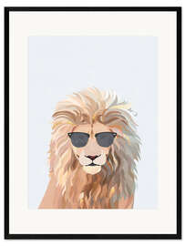 Plakat artystyczny premium w ramie Cool Lion with Sunglasses