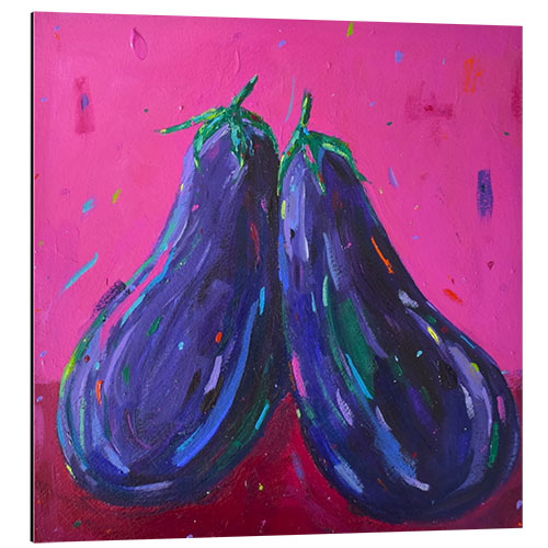 Aluminiumtavla Two Eggplants on Pink