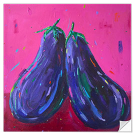 Naklejka na ścianę Two Eggplants on Pink