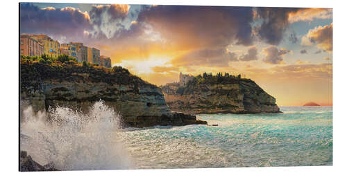 Stampa su alluminio Tropea al tramonto