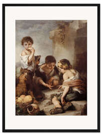 Gerahmter Kunstdruck Kinder beim Würfelspiel