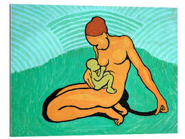 Gallery print Mother and child on a green background