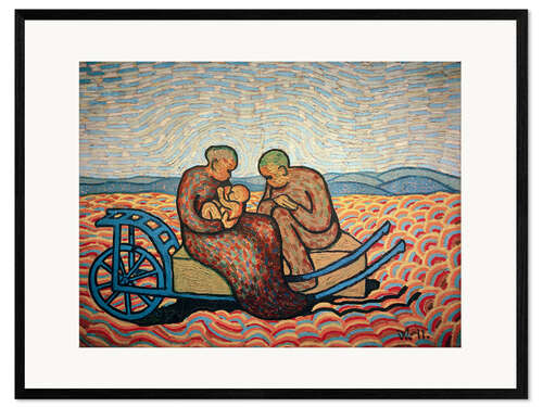 Innrammet kunsttrykk Family on the cart