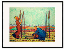 Framed art print Man and woman put beanstalks - Wilhelm Morgner