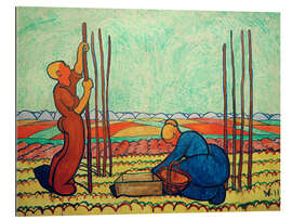 Quadro em plexi-alumínio Man and woman put beanstalks