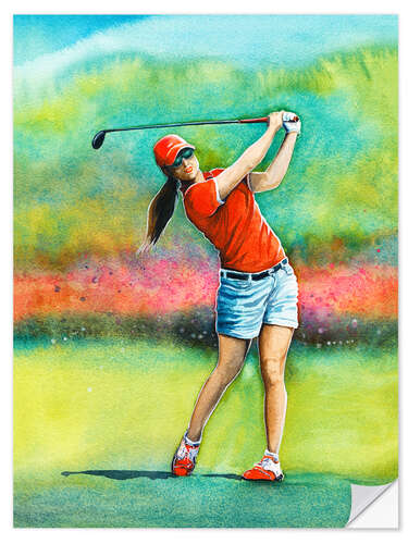 Selvklebende plakat The Female Golfer