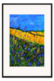 Gerahmter Kunstdruck Wildblumen an einem Hügel