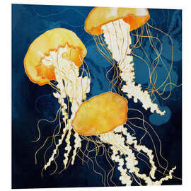 Foam board print Three jellyfish in yellow metallic