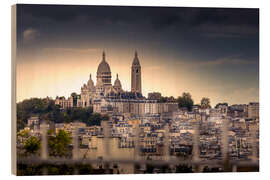 Holzbild Blick auf die Sacré-Cœur, Montmartre-Hügel