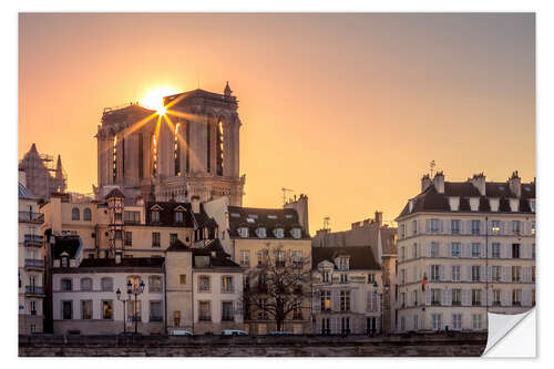 Selvklebende plakat Sunlight Over Paris