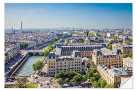 Selvklebende plakat View of sunny Paris