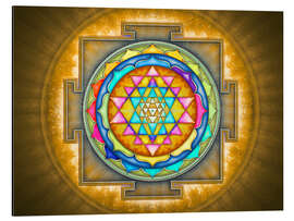 Aluminium print Sri Yantra Mandala - Energizing Yellow Glow