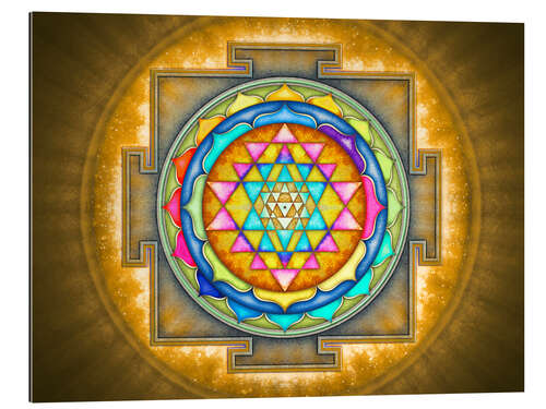 Gallery Print Sri Yantra Mandala - Energetisierendes, gelbes Leuchten