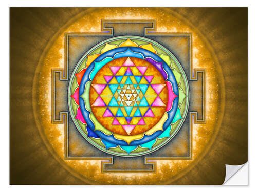 Wandsticker Sri Yantra Mandala - Energetisierendes, gelbes Leuchten