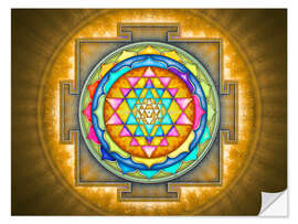 Selvklebende plakat Sri Yantra Mandala - Energizing Yellow Glow