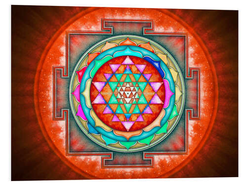 Tableau en PVC Sri Yantra Mandala - Energizing Red Glow