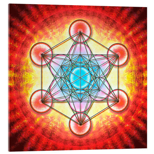 Tableau en verre acrylique Cube de Métatron - Mystic Aura Red