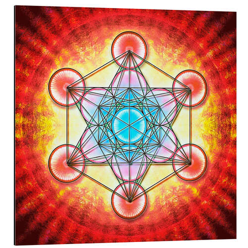 Stampa su alluminio Cubo di Metatron - Aura mistica rossa