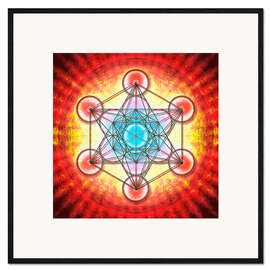 Kehystetty taidepainatus Metatron's Cube - Mystic Aura Red