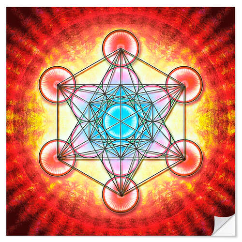 Selvklebende plakat Metatron's Cube - Mystic Aura Red