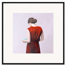 Impression artistique encadrée Girl Reading, back view