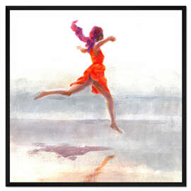 Gerahmter Kunstdruck Leichtigkeit am Strand