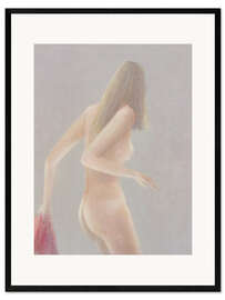 Gerahmter Kunstdruck Nädchen mit rotem Handtuch, 1985