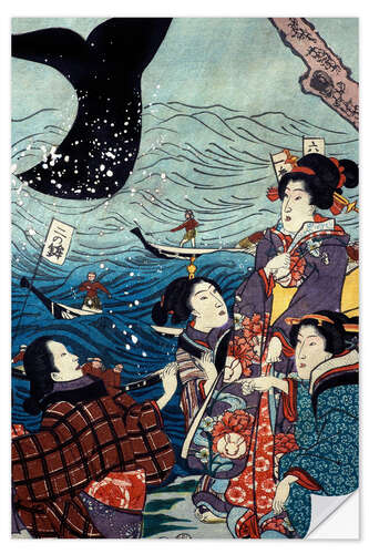 Naklejka na ścianę The Flourishing of Seven Coasts with Big Fish (Nana ura tairyō hanjō no zu), 1853