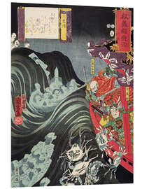 Obraz na PCV Yoshitsune, with Benkei in their Ship, Beset by the Ghosts of Taira, 1853 - Utagawa Kuniyoshi