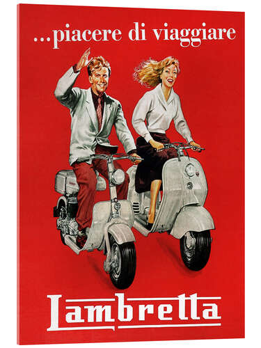 Stampa su vetro acrilico Lambretta - The Pleasure of Travel, 1950