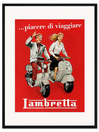 Gerahmter Kunstdruck Lambretta - Reisevergnügen, 1950