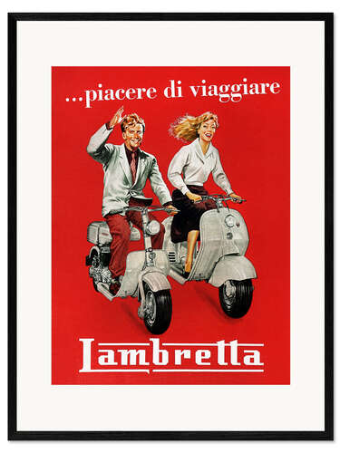 Impresión de arte enmarcada Lambretta - The Pleasure of Travel, 1950