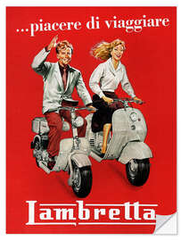 Självhäftande poster Lambretta - The Pleasure of Travel, 1950