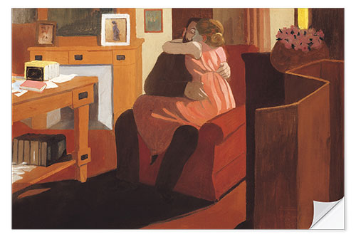 Muursticker Intimacy, Couple in an Interior with a Partition, 1898