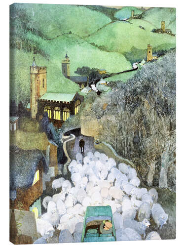 Quadro em tela Sheep on the Road