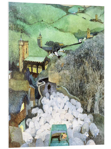 Foam board print Sheep on the Road