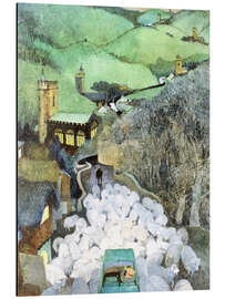 Magnettafel Schafe auf der Straße