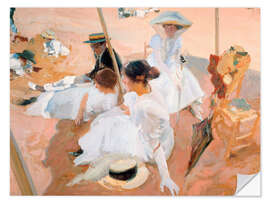 Wandsticker Unter dem Sonnenschirm, am Strand in Zarautz, 1905