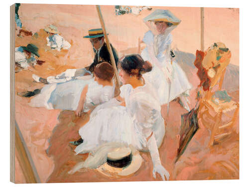 Tableau en bois Under the Parasol, on the Beach at Zarautz, 1905